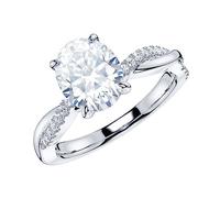 Sterling Silver 4-Prong Petite Twisted Vine 1.5CT Oval Cut Genuine Moissanite Engagement Ring Promise Bridal Ring (L)