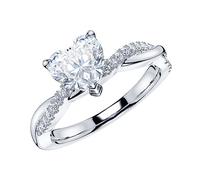 Sterling Silver 4-Prong Petite Twisted Vine 1CT Heart-shaped Genuine Moissanite Engagement Ring Promise Bridal Ring (K)