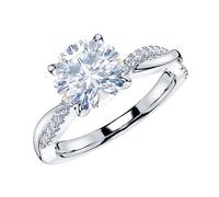 Sterling Silver 4-Prong Petite Twisted Vine 2.0 CT Genuine Moissanite Engagement Ring Promise Bridal Ring (R)