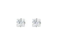 Sterling Silver 4mm Cubic Zirconia CZ Square Andralok stud earrings/Gift box