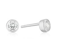 Sterling Silver 4mm Rubover Cubic Zirconia Stud Earrings