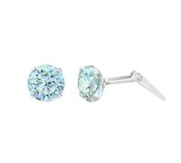 Sterling silver 5mm aqua cubic zirconia cz Andralok stud earrings/Gift box