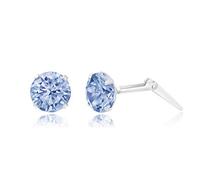 Sterling silver 5mm round light sapphire crystal Andralok stud earrings/Gift box