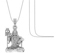 Sterling Silver (92.5% purity) God Shiva Chain Pendant (Pendant with Snake Chain) for Men & Women Pure Silver Lord Shiv Chain Locket for Good Health & Wealth Sterling Silver Locket_800
