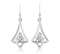 Sterling Silver 925 Art Deco Celtic Knot Design Fine Quality Drop Earrings