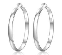 Sterling Silver 925 Hoop Earrings, 70mm Circle Endless Loop, Large Silver Hoop Earrings for Women & Girls