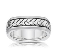 Sterling Silver 925 Men's Woven Pattern Ring