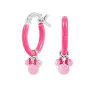 Sterling Silver 925 Minnie Mouse Pink Enamel Huggie Earrings