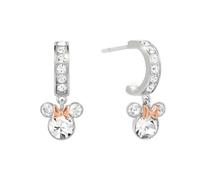 STERLING SILVER 925 TT PLT CZ MINNIE MOUSE OVAL HUGGIE EARRINGS