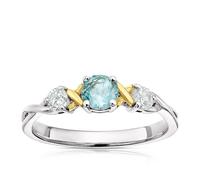 Sterling Silver & 9ct Gold Blue Topaz Three Stone Ring