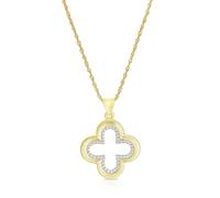 Sterling Silver & 9ct Gold Bonded Two Tone Clover Pendant Necklace