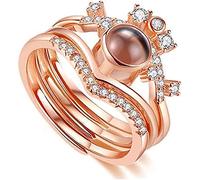 Sterling Silver Adjustable Rings for Women,925 Sterling Silver Personalised Photo Projection Ring I Love You Ring 100 Languages Heart Picture Ring Memory of Love in Rose Gold Custom Jewelry for Mother