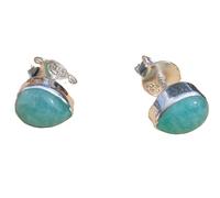Sterling Silver Amazonite Teardrop Stud Earrings, 7mm x 5mm,