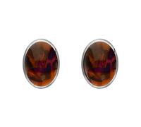 Sterling Silver Amber 8 x 6mm Classic Medium Oval Stud Earrings HER-1053