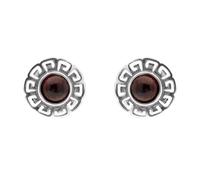 Sterling Silver Amber Greek Style Stud Earrings - Silver 166547