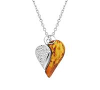 Sterling Silver Amber Large Swirl Heart Necklace - Silver SGN-552