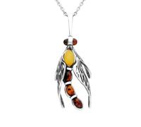 Sterling Silver Amber Small Dragonfly Necklace - Option1 Value Silver