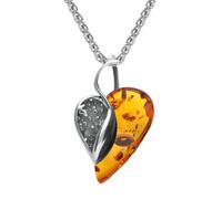 Sterling Silver Amber Small Swirl Heart Necklace - Option1 Value Silver SGN-551