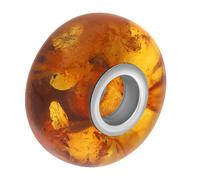 Sterling Silver Amber Smooth Bead Charm D - Silver 58162