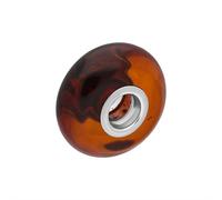 Sterling Silver Amber Smooth Bead Charm D - Silver 58163