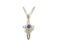 Sterling Silver Amethyst Celtic Cross Pendant Necklace and 18"Chain