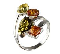 Sterling Silver and Baltic Amber Multicolored Ring Marcia