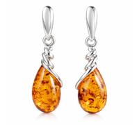 Sterling Silver and Baltic Honey Amber Earrings Eleanor - GIA Certified
