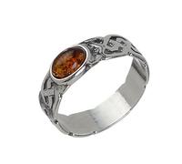 Sterling Silver and Baltic Honey Amber Ring "Gothic" size: 9