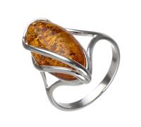 Sterling Silver and Baltic Honey Oval Amber Ring "Micaela" size: 11