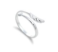 Sterling Silver Angel Wing & Heart Adjustable Midi Ring