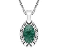 Sterling Silver Aventurine Oval Celtic Necklace - Silver CLT-018
