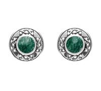 Sterling Silver Aventurine Round Celtic Stud Earrings - Silver CLT-017