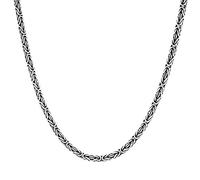 Sterling Silver Bali Byzantine Chain Necklace for Men 52cm - 4.3mm Thick Chain Balinese-Style - Chunky Necklaces in 925 Silver - Bold Heavy Chains for Layering - Rustic Boho Jewellery