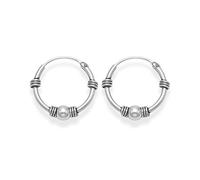 Sterling Silver Bali Hoop earrings, Ball & 4 wires - Size: 15mm - CAUTION these are small and fiddly to insert - easier done from the back. 6208