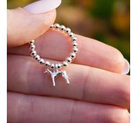 Sterling Silver Ball Bead Ring With Greyhound Charm