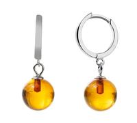 Sterling Silver Baltic Amber Small Hoop Earrings for Women