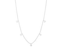 Sterling Silver Beaded & Heart Cubic Zirconia Pendant 15.5+2" Necklace
