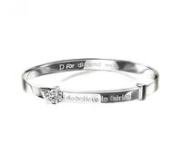 Sterling Silver Believe In Fairies Expandable Bangle B4315 - - Sterling Silver / Diamond
