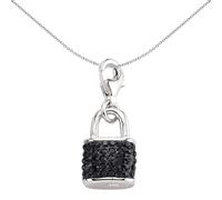 Sterling Silver Black Crystal Handbag Padlock Link Charm - CM097 Jewelco London White One Size
