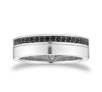 Sterling Silver Black Sapphire Set Ring - Ring Size S