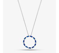 Sterling Silver Blue Cubic Zirconia Circle Pendant Necklace S6673
