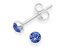 Sterling Silver Blue Cubic Zirconia Stud Earrings - Royal Blue Cubic Zirconia earrings - SIZE: 4.5mm. MUCH SMALLER THAN SHOWN. Gift Boxed 5554DB