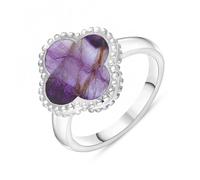 Sterling Silver Blue John Bloom Four Leaf Clover Ball Edge Ring - R BLM-531/R