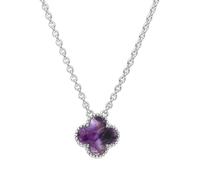 Sterling Silver Blue John Bloom Small Four Leaf Clover Ball Edge Chain Necklet BLM-534