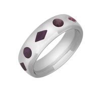 Sterling Silver Blue John Diamond and Dot Pattern 8mm Wedding Band Ring - Silver WED-077