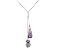 Sterling Silver Blue John Double Drop Necklace - Silver 00096314