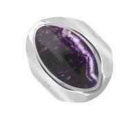 Sterling Silver Blue John King's Coronation Hallmark Medium Oval Ring D - R
