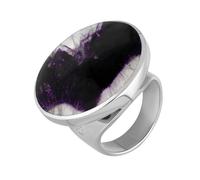 Sterling Silver Blue John King's Coronation Hallmark Medium Round Ring D - R