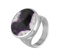 Sterling Silver Blue John King's Coronation Hallmark Small Round Ring D - R