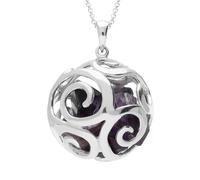 Sterling Silver Blue John Swirl Bead Ball Necklace - Silver SGN-557